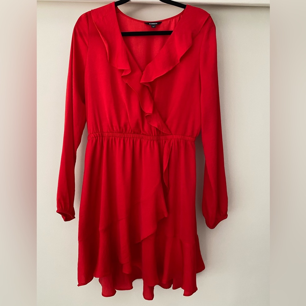 Express midi red silky dress